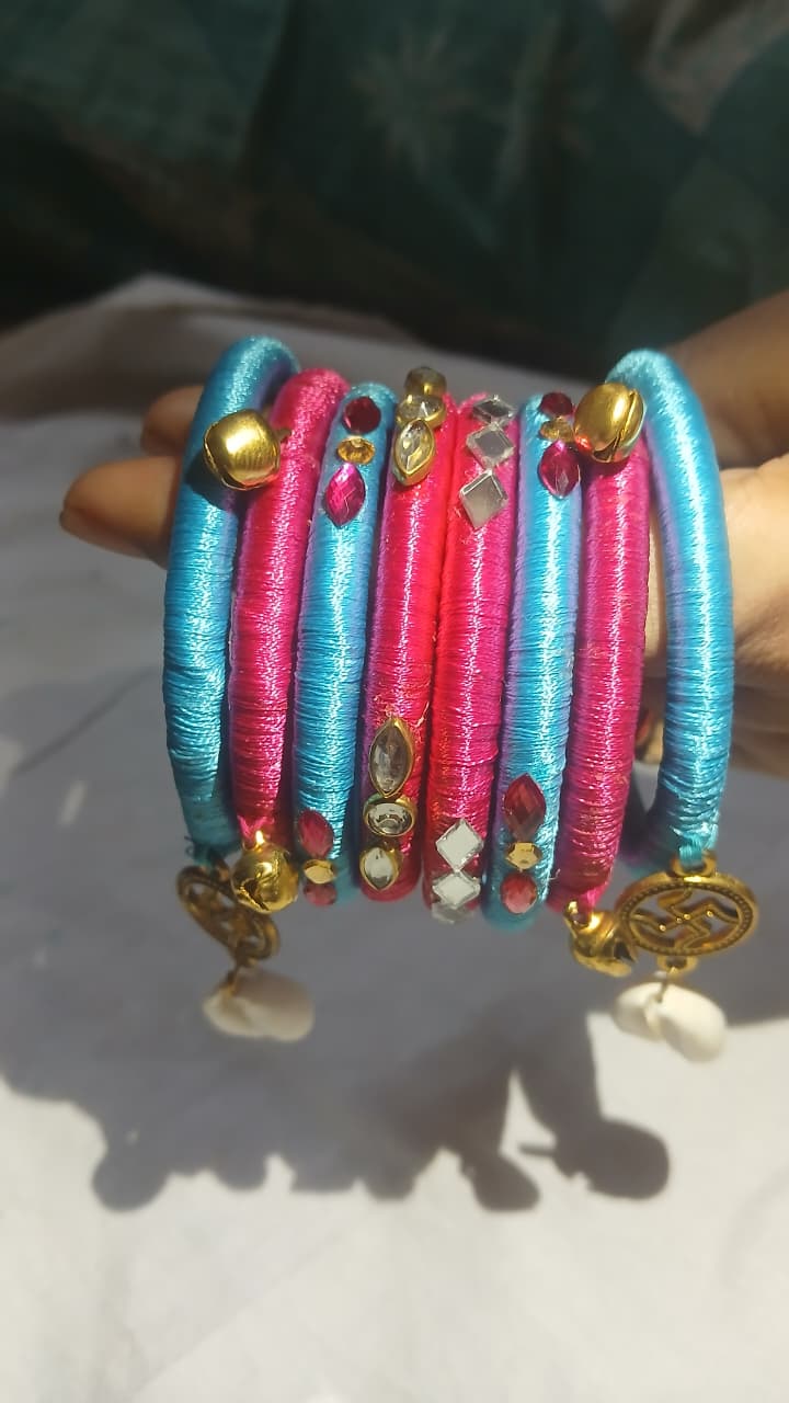 Handmade Clay Bangle Set - Bicolor