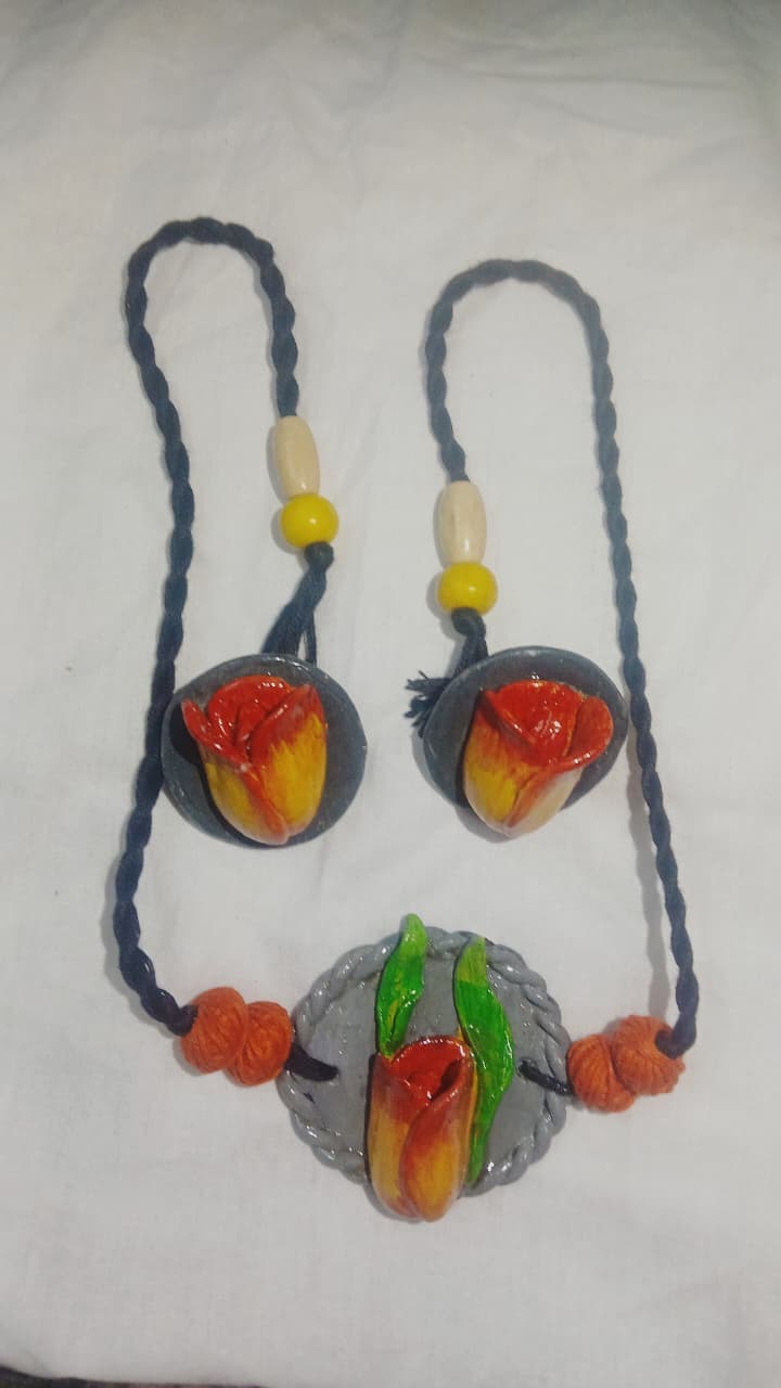 Orange Tulip jewellery Set - Simple elegant design